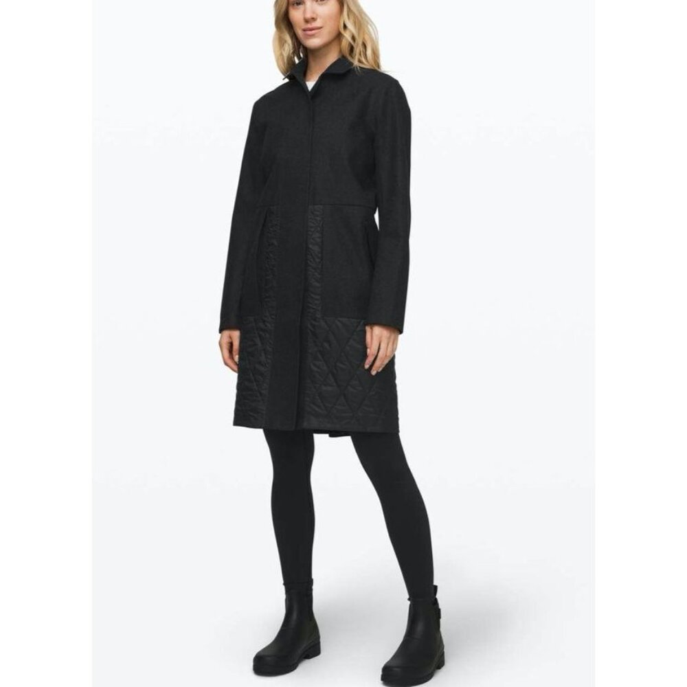 NWT Lululemon Roam Far Wool Coat Jacket Heathered Black Size 8
